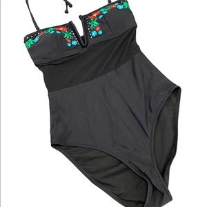 Southbeach Swimwear. One piece black embroidered